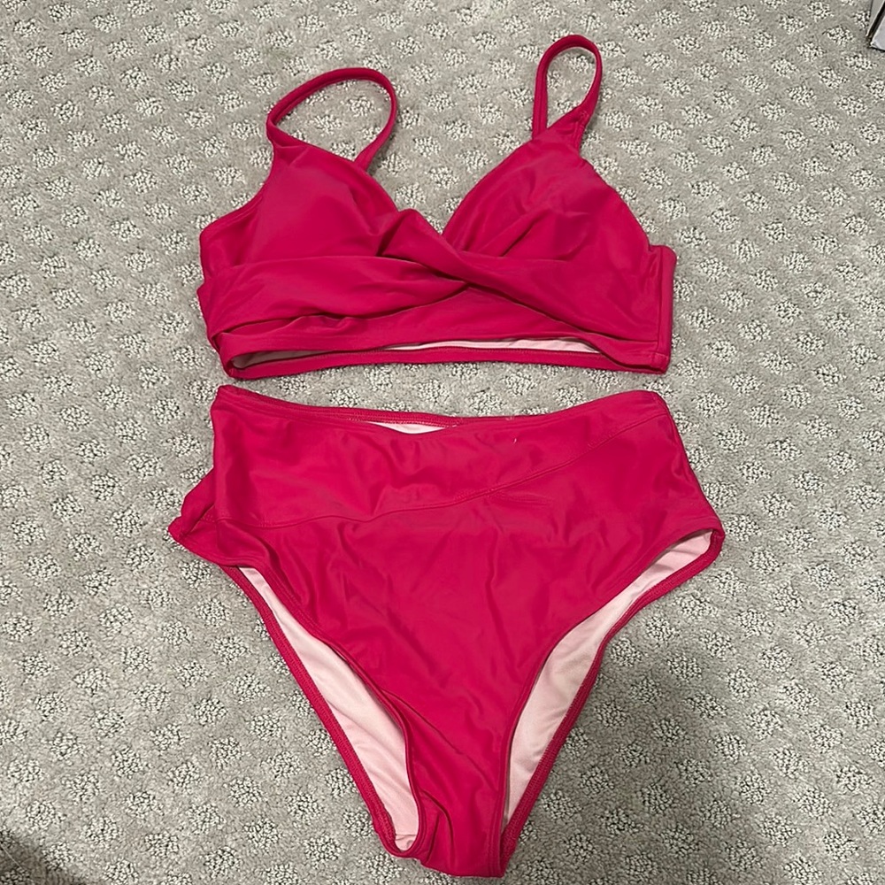 Women's Pink high rise  Bikini Set